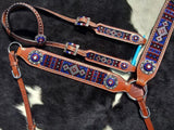 Set with red, white, and blue crystal rhinestone diamond design inlay. - Country Scene Saddlery and Pet Supplies