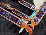 Set with red, white, and blue crystal rhinestone diamond design inlay. - Country Scene Saddlery and Pet Supplies