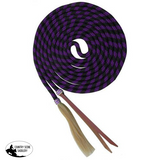 New! Showman 23’ Nylon braided Mecate Reins with Horse Hair Tassel Purple-Black Mecate Reins