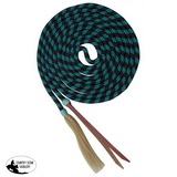 New! Showman 23’ Nylon braided Mecate Reins with Horse Hair Tassel Teal-Black Mecate Reins