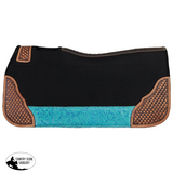 New! Showman 31" x 32" Teal Hibiscus Contoured Felt Saddle Pad - Country Scene Saddlery and Pet Supplies