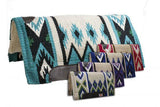 New! Showman™ 36" x 34" 100% Wool Top Cutter Style Saddle Pad with Kodel Fleece Bottom and Top Grain Leather Wear Leathers. - Country Scene Saddlery and Pet Supplies