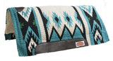 New! Showman™ 36" x 34" 100% Wool Top Cutter Style Saddle Pad with Kodel Fleece Bottom and Top Grain Leather Wear Leathers. - Country Scene Saddlery and Pet Supplies