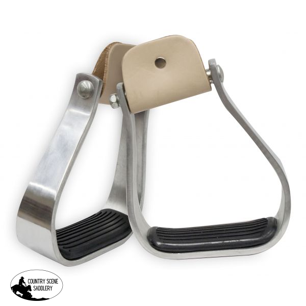 New! Showman Angled off set aluminum stirrups with removable rubber tread Stirrup Irons