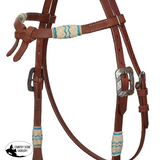 New! Showman Aqua Rawhide Argentina Cow Leather Futurity Knot Headstall - Country Scene Saddlery and Pet Supplies