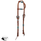 New! Showman Argentina Cow Leather Cobalt Rawhide One Ear Headstall - Country Scene Saddlery and Pet Supplies