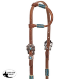 New! Showman Argentina Cow Leather Cobalt Rawhide One Ear Headstall - Country Scene Saddlery and Pet Supplies