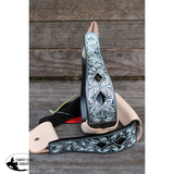 New! Showman™ Black Aluminum Engraved Silver Stirrup With Cut Out Diamonds. - Country Scene Saddlery and Pet Supplies