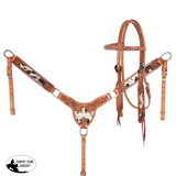 New! Showman Blossom & Hide Browband Headstall and Breastcollar Set - Country Scene Saddlery and Pet Supplies