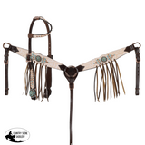 New! Showman Blushed Rose One Ear Headstall and Breastcollar Set - Country Scene Saddlery and Pet Supplies