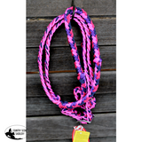 New! Showman Braided nylon barrel reins with easy grip knots - pink and purple - pink and purple