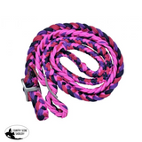 New! Showman Braided nylon barrel reins with easy grip knots - pink and purple - Country Scene Saddlery and Pet Supplies