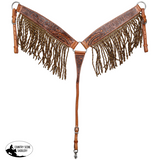 NEW! Showman Brandin’ Pen Browband Headstall and Breastcollar Set with Fringe Full/Cob