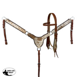 New! Showman Cattle Country Browband Cowhide Headstall And Breastcollar Set Tack Sets