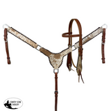 New! Showman Cattle Country Browband Cowhide Headstall and Breastcollar Set - Country Scene Saddlery and Pet Supplies