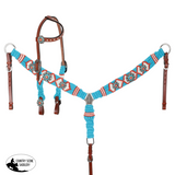 NEW! Showman Citrus Sea Mohair One Ear Headstall and Breastcollar Set - Country Scene Saddlery and Pet Supplies