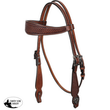 New! Showman Classic Basket Argentina Cow Leather Browband Headstall Full /Cob Browband Headstall