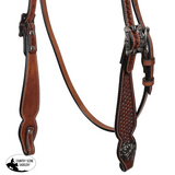 New! Showman Classic Basket Argentina Cow Leather Browband Headstall Full /Cob Browband Headstall