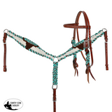 New! Showman Cobalt Horns Mohair Browband Headstall and Breastcollar Set - Country Scene Saddlery and Pet Supplies