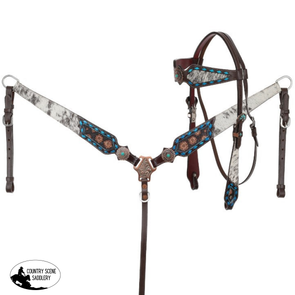 New! Showman Copper Hide Classics Browband Headstall And Breastcollar Set Horse Tack