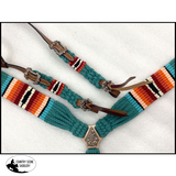 NEW!Showman Corded One Ear Headstall & Breast collar set - teal, orange, and red - Country Scene Saddlery and Pet Supplies