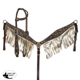 New! Showman Cowboy Carving One Ear Headstall and Breastcollar Set Full/cob Tack Sets