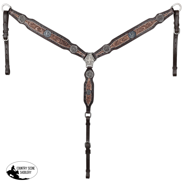 New! Showman Dark Range Rose Browband Headstall and Breastcollar Set Full Size