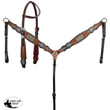 New! Showman Diamond Bloom One Ear Headstall and Breastcollar Set Full Horse Tack