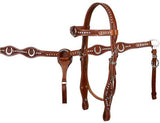 New! Showman™ double stitched fully tooled leather browband headstall and breast collar set with rhinestones. - Country Scene Saddlery and Pet Supplies
