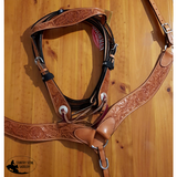 New! ~Showman Double Stitched Leather Wide Browband Headstall And Breast Collar Set.