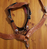 NEW! Showman™ double stitched leather wide browband headstall and breast collar set. - Country Scene Saddlery and Pet Supplies