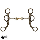New! Showman Engraved antique brown steel bit with dogbone center - Country Scene Saddlery and Pet Supplies