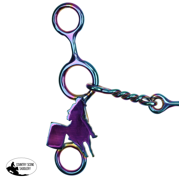 New! Showman Fast Turns Titanium Coated Stainless Steel JR Cowhorse Bit with Dog Bone and Copper Roller Bit