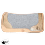 New! Showman Felt Bottom Saddle Pad with Hand Tooled Hair on Argentina Cowhide and Laser Etched Barrel Racer