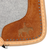 New! Showman Felt Bottom Saddle Pad with Hand Tooled Hair on Argentina Cowhide and Laser Etched Pleasure Horse - Country Scene Saddlery and Pet Supplies