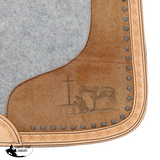 New! Showman Felt Bottom Saddle Pad with Hand Tooled Hair on Argentina Cowhide and Laser Etched Praying Cowboy