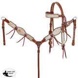 New! Showman Frontier Hide Browband Headstall and Breastcollar Set Full Tack Sets