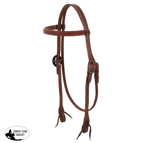 New! Showman Harness Leather Browband Headstall With Floral Buckles Horse Tack