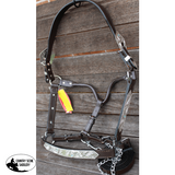 New! Showman Horse Size double stitched leather show halter with engraved silver plates accented with aqua rhinestones - Country Scene Saddlery and Pet Supplies