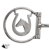 New! Showman Horseshoe Haven Stainless Steel D-Ring Dogbone Snaffle Bit - Country Scene Saddlery and Pet Supplies