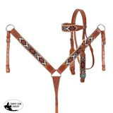 New! Showman Kaleidoscope Browband Headstall and Breastcollar Set - Country Scene Saddlery and Pet Supplies