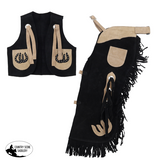 New! Showman Kid's Suede Chaps and Vest with Horsehoe Design - Country Scene Saddlery and Pet Supplies