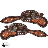 New! Showman Ladies Bloom Argentina Cow Leather Spur Straps Spur Straps