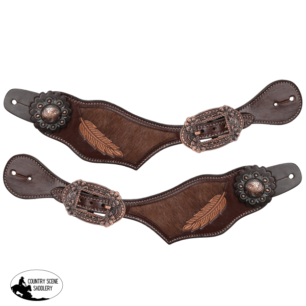 New! Showman Ladie’s Raven Hide Spur Straps