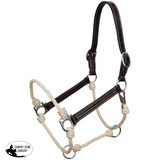 New! Showman Leather Stitched Hybrid Halter - Western Pads