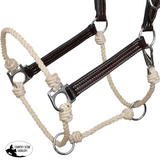 New! Showman Leather Stitched Hybrid Halter - Western Pads