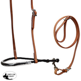New! Showman Leather Tie Down with Black Lariat Noseband Tie Down Straps