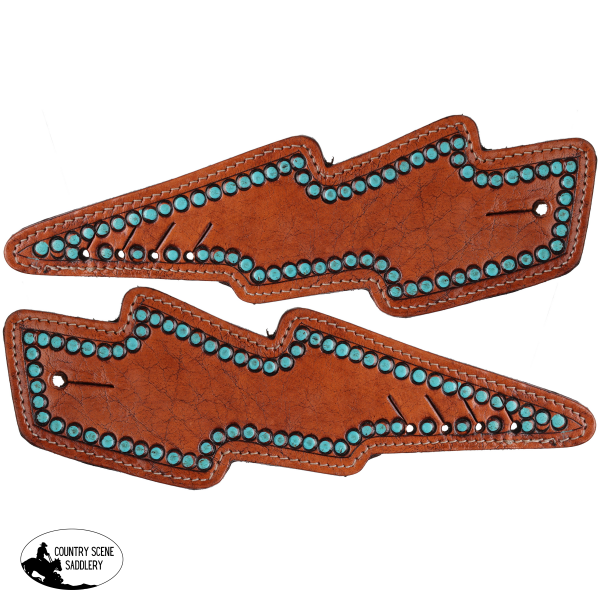 New! Showman Lightning Teal Spur Strap Spur straps