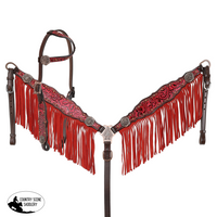 New! Showman Limited Edition Fiery Rose One Ear Headstall And Breastcollar Set Tack Sets