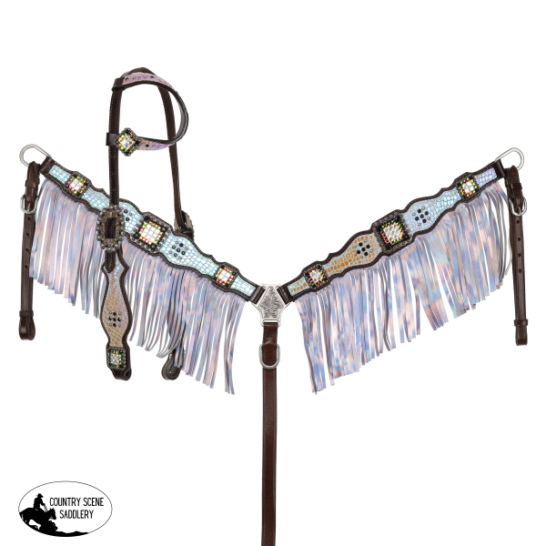 New! Showman Limited Edition Mystic Gator One Ear Headstall And Breastcollar Set Tack Sets